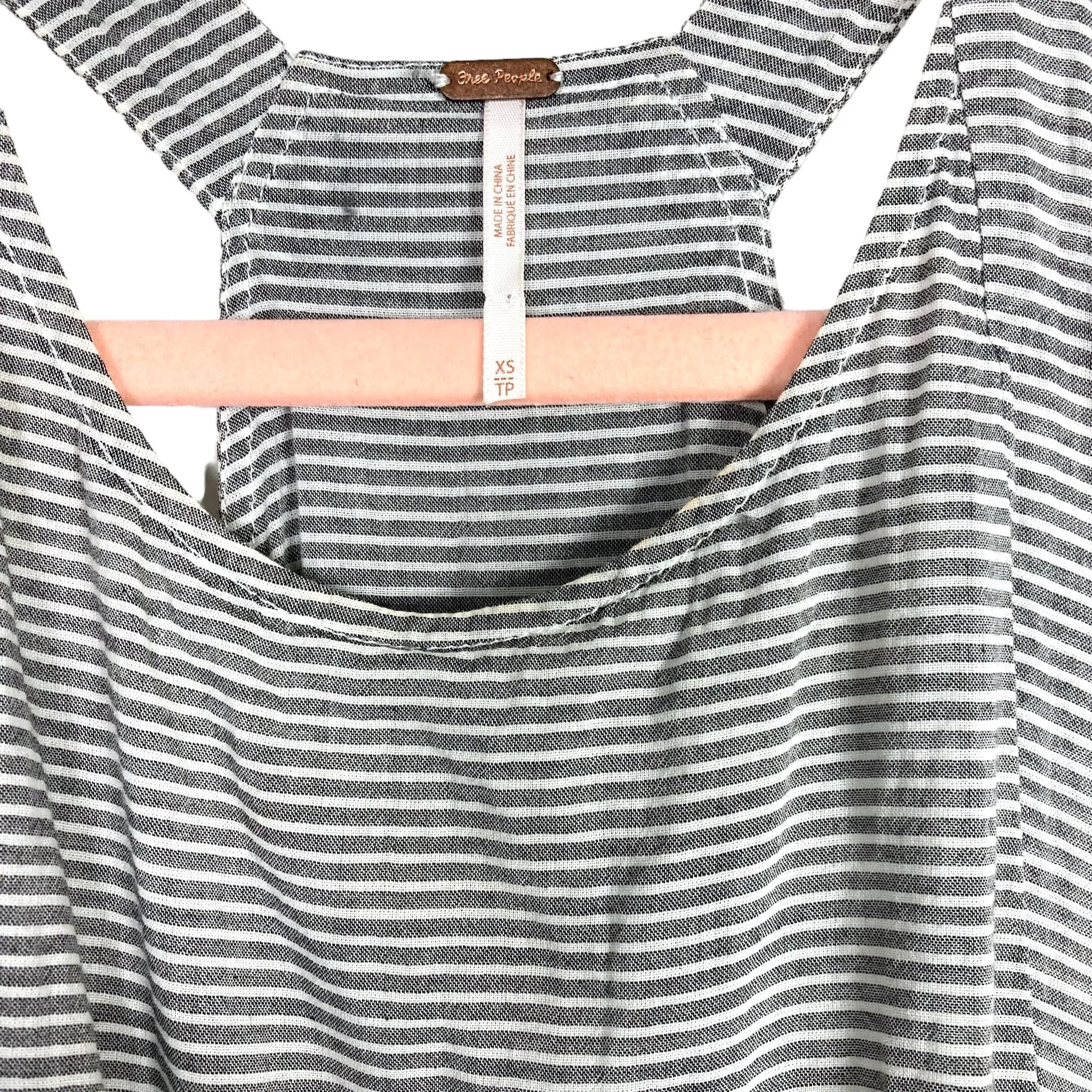 Free People Slate/White Stripes with High Neck and Raw Hem Maxi Dress- Size XS (see notes)
