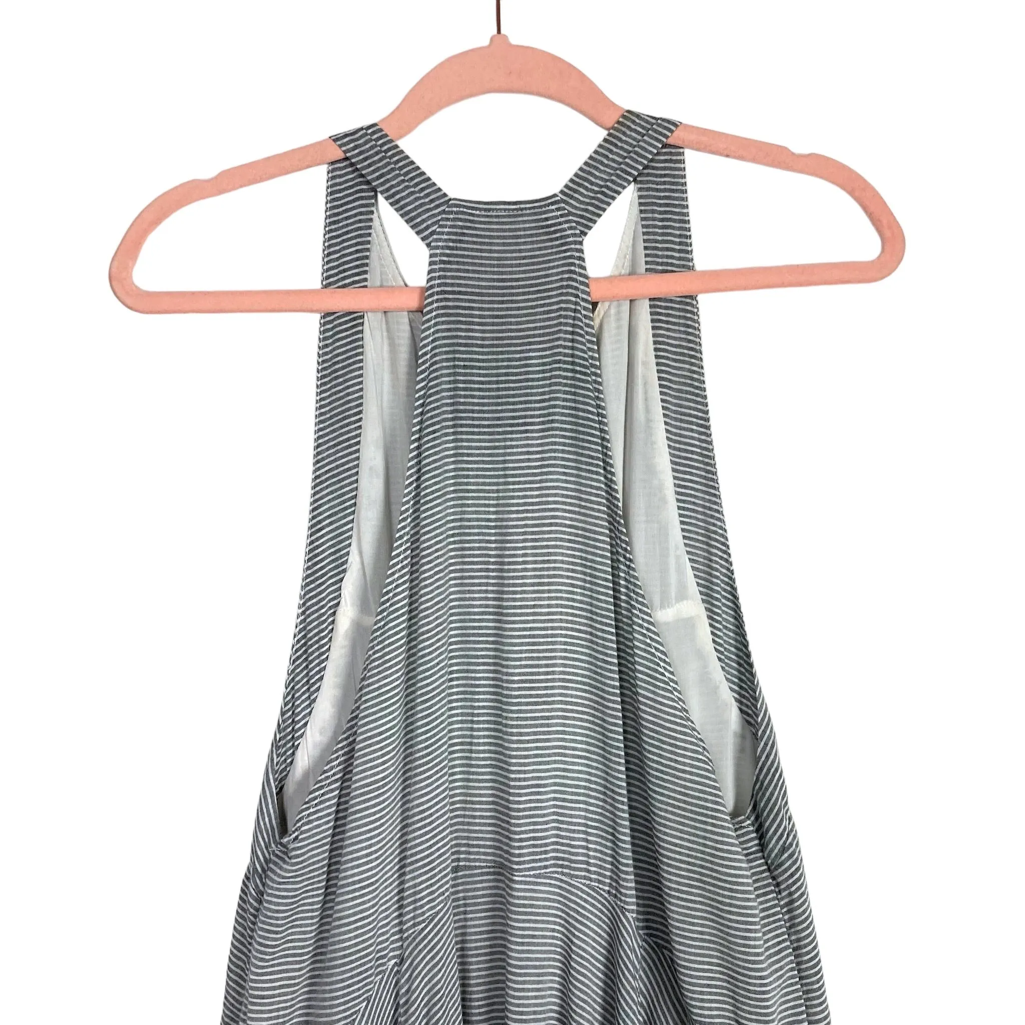 Free People Slate/White Stripes with High Neck and Raw Hem Maxi Dress- Size XS (see notes)