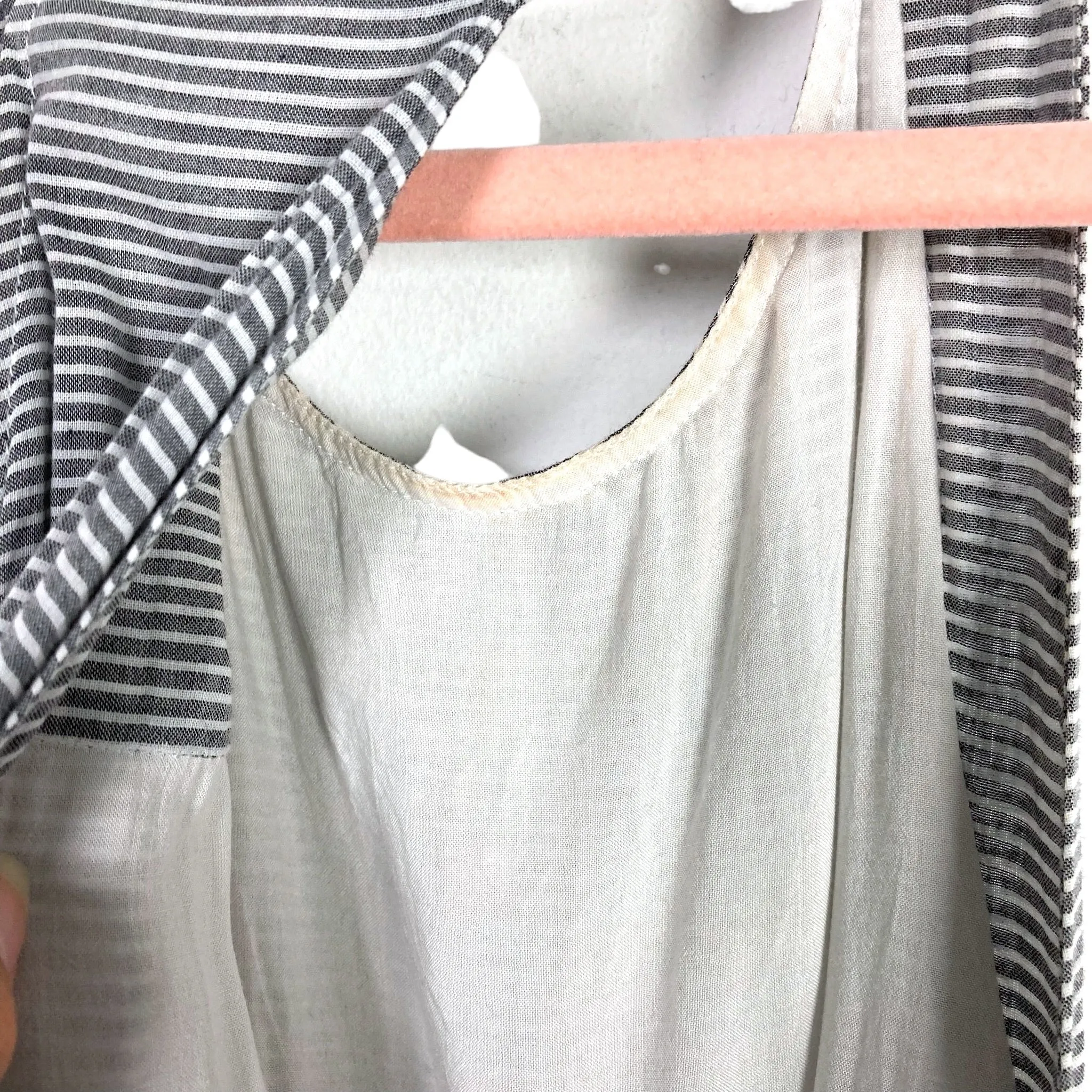 Free People Slate/White Stripes with High Neck and Raw Hem Maxi Dress- Size XS (see notes)