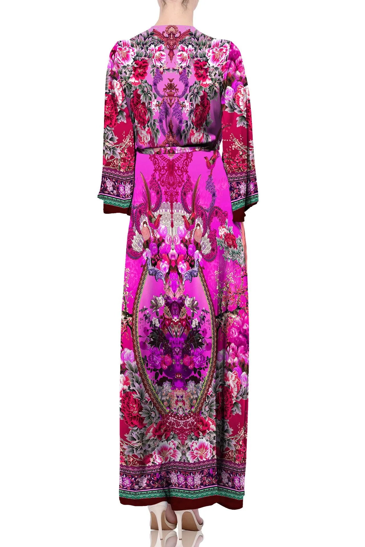 Fuchsia Wrap Maxi Dresses For Women