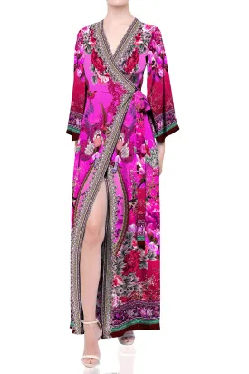 Fuchsia Wrap Maxi Dresses For Women