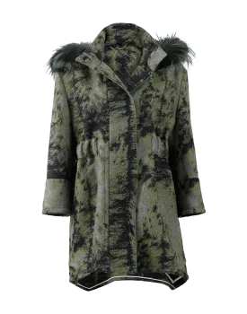 Fur Trim Hooded Illusion Coat