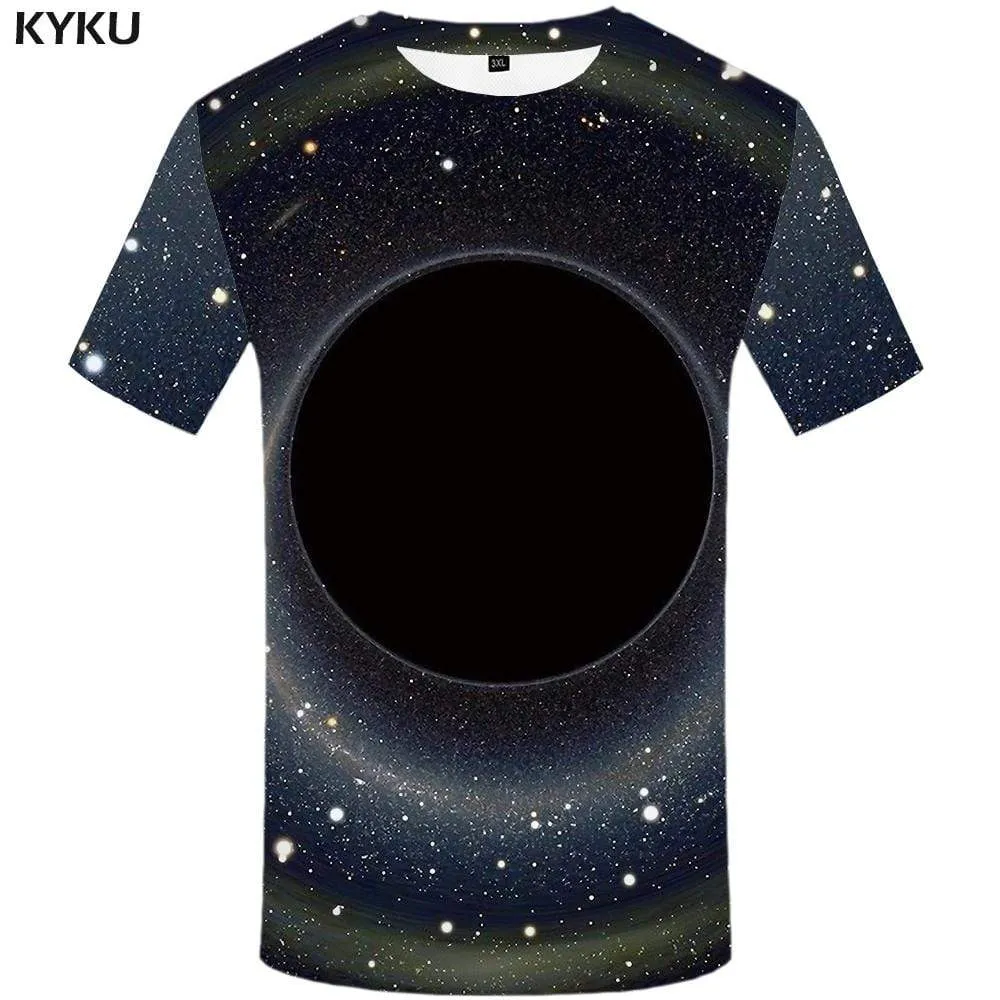 Galaxy Space T-shirts Men Black Hole T shirts Funny Vortex Tshirt Anime Nebula T-shirt 3d Black Tshirts Print Mens Fashion