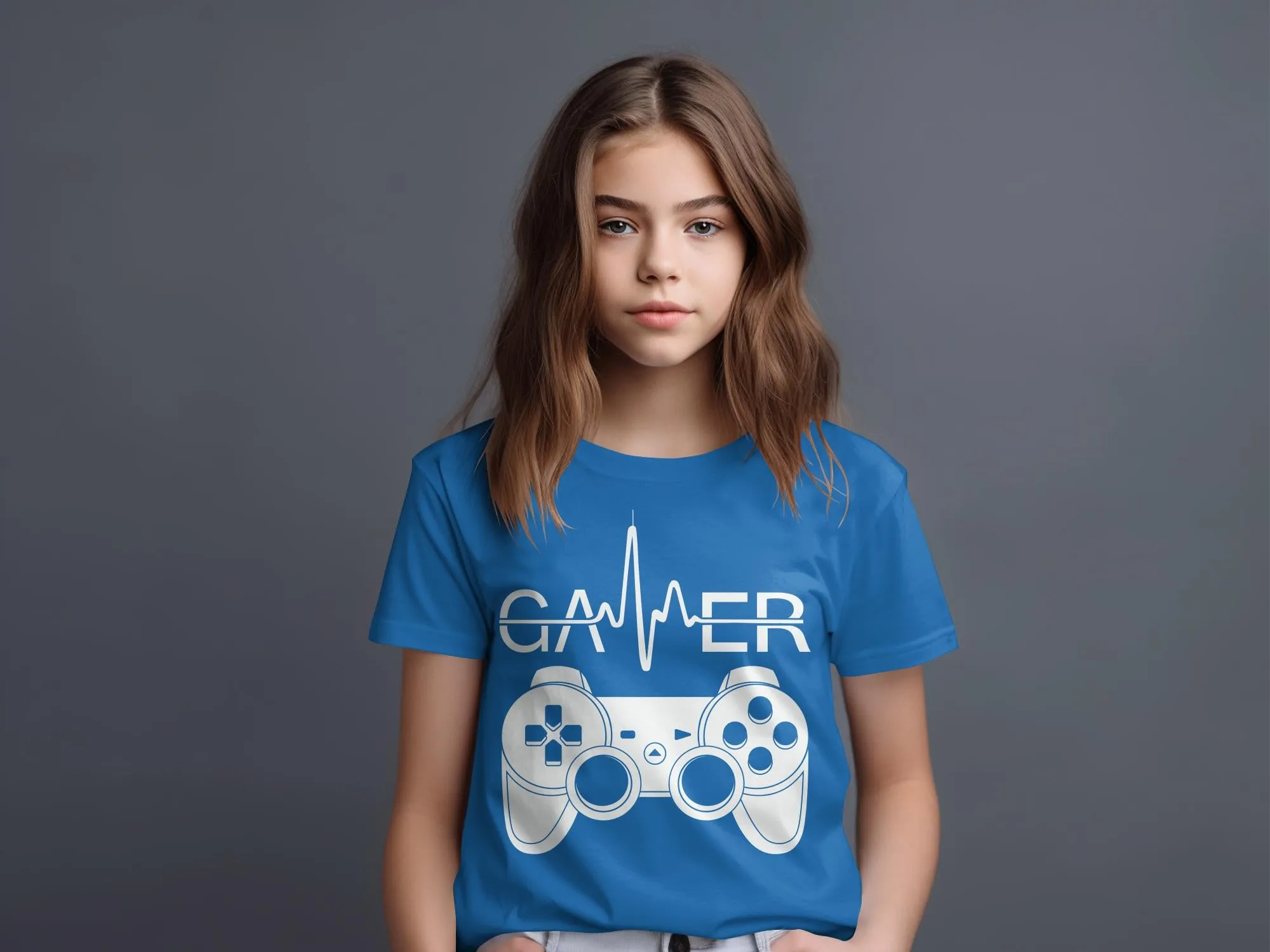Gamer Controller Heartbeat Design Boys Girls T-Shirt