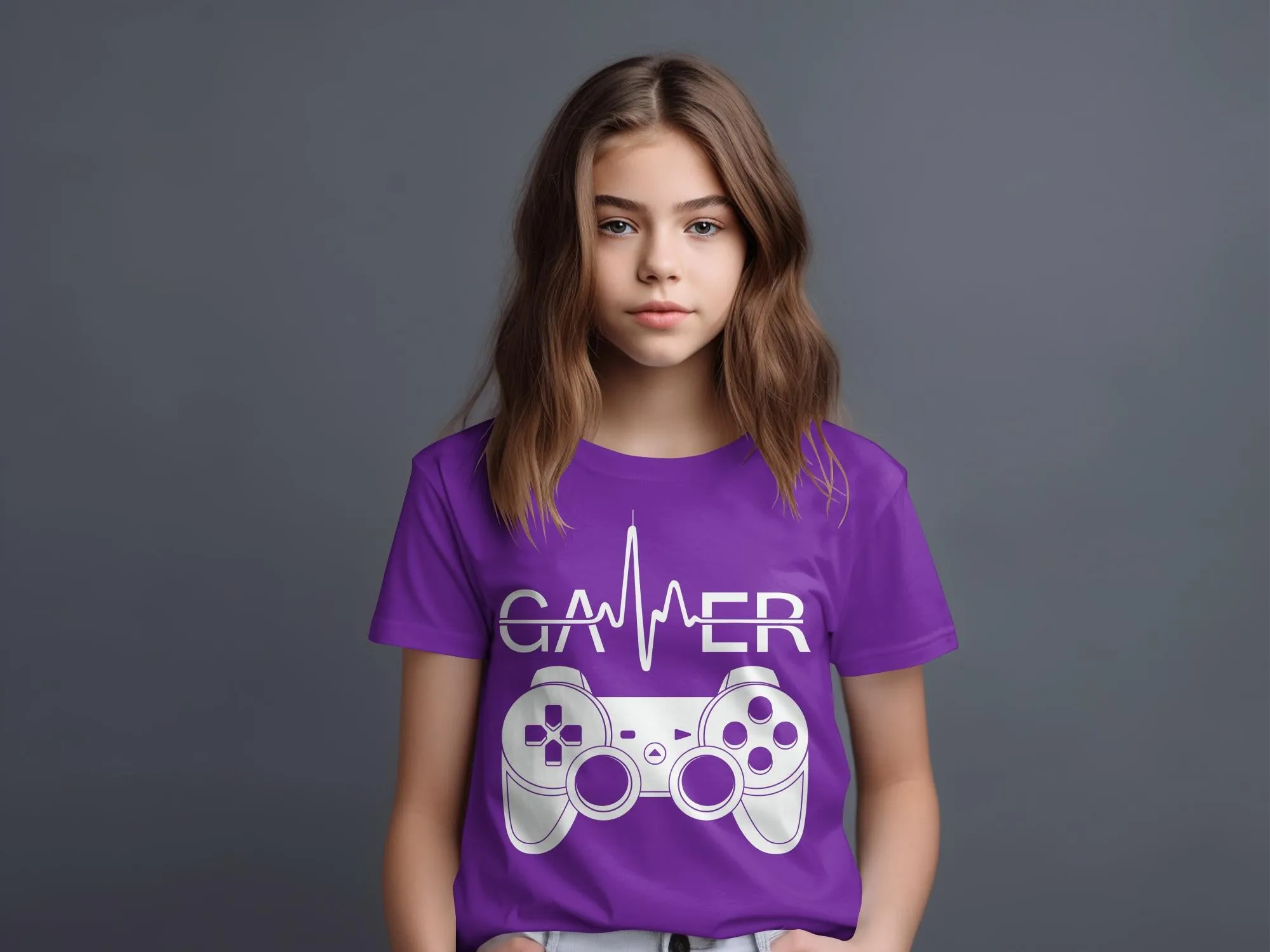 Gamer Controller Heartbeat Design Boys Girls T-Shirt