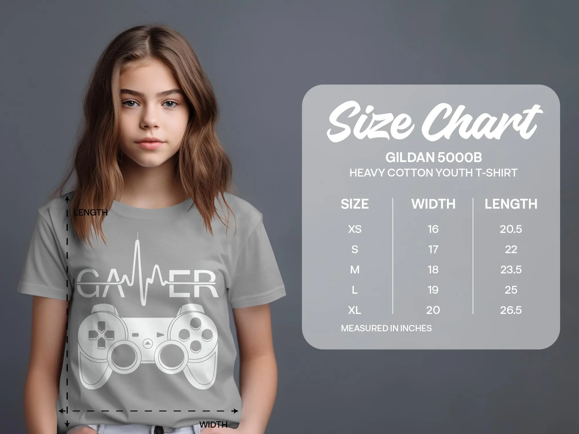 Gamer Controller Heartbeat Design Boys Girls T-Shirt