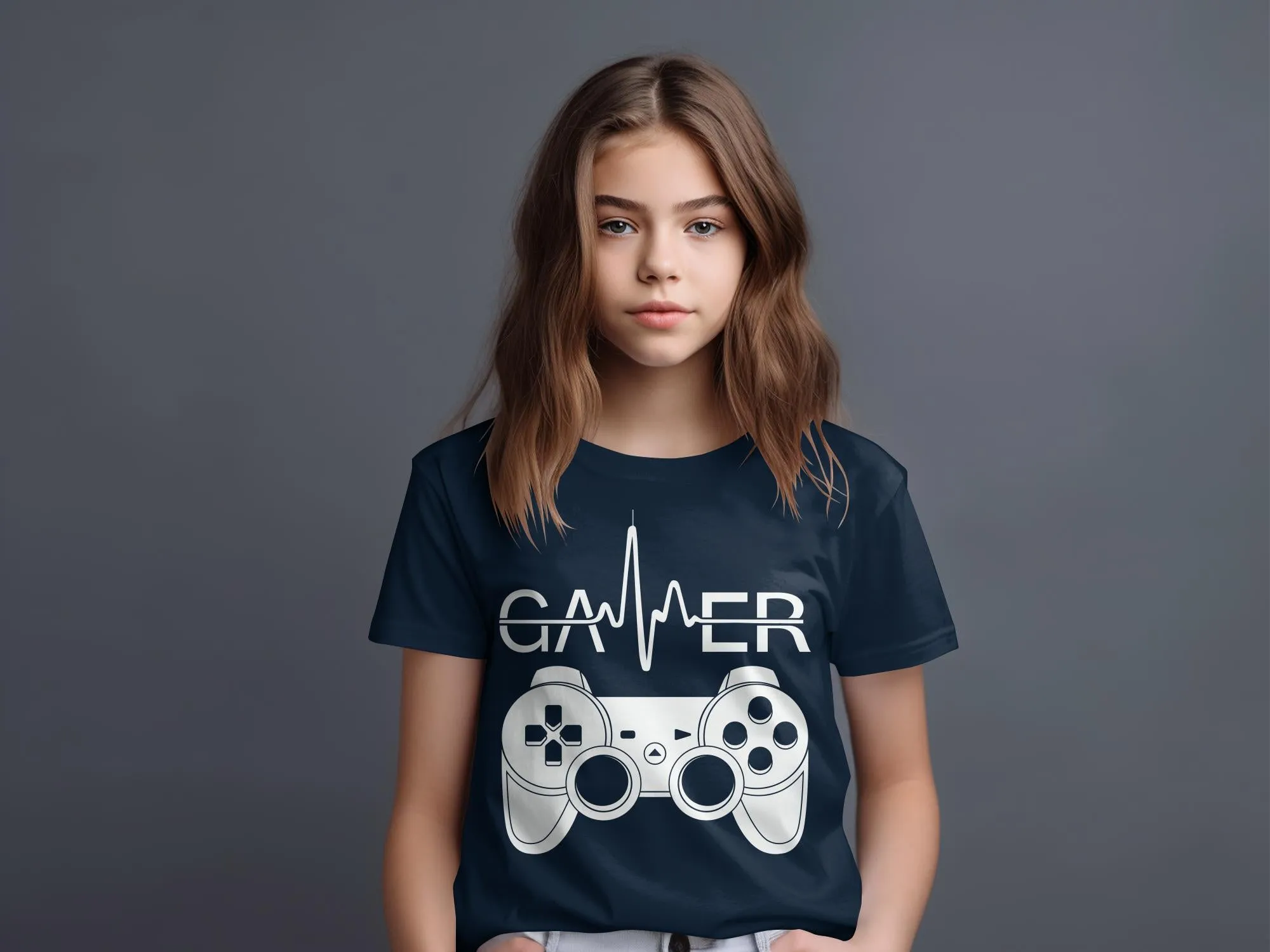 Gamer Controller Heartbeat Design Boys Girls T-Shirt