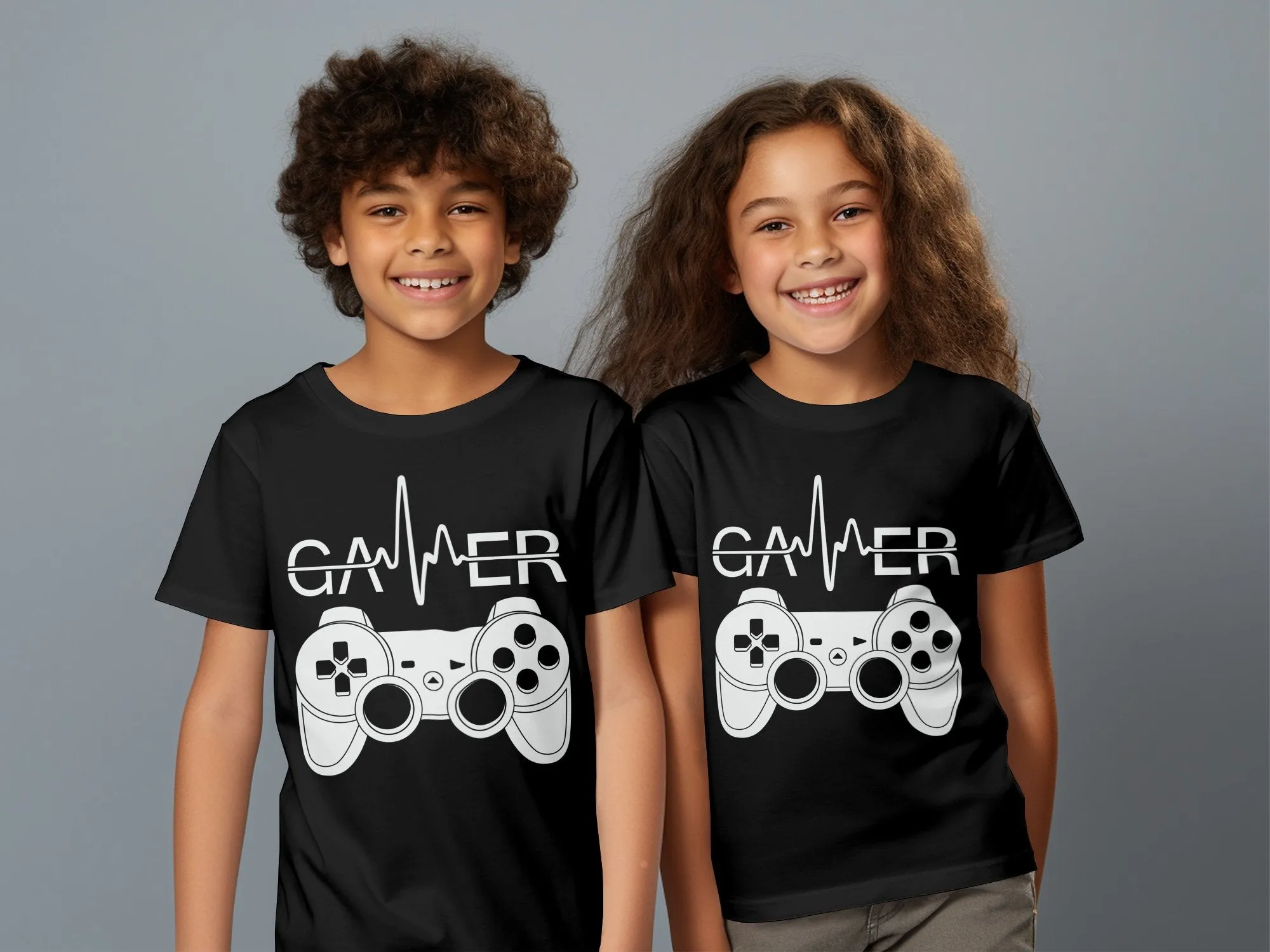 Gamer Controller Heartbeat Design Boys Girls T-Shirt