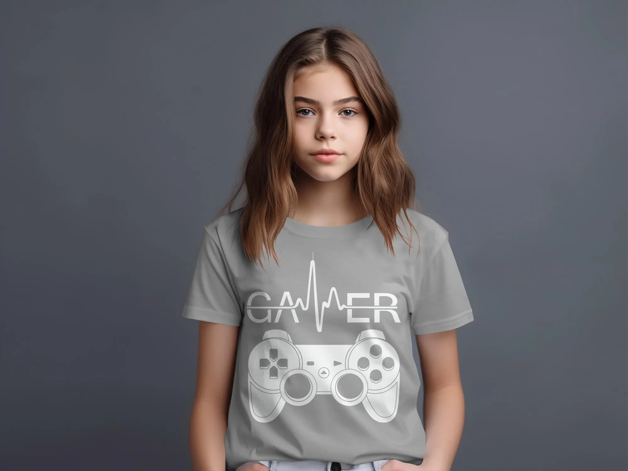 Gamer Controller Heartbeat Design Boys Girls T-Shirt