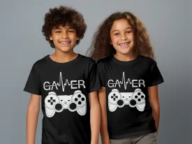 Gamer Controller Heartbeat Design Boys Girls T-Shirt