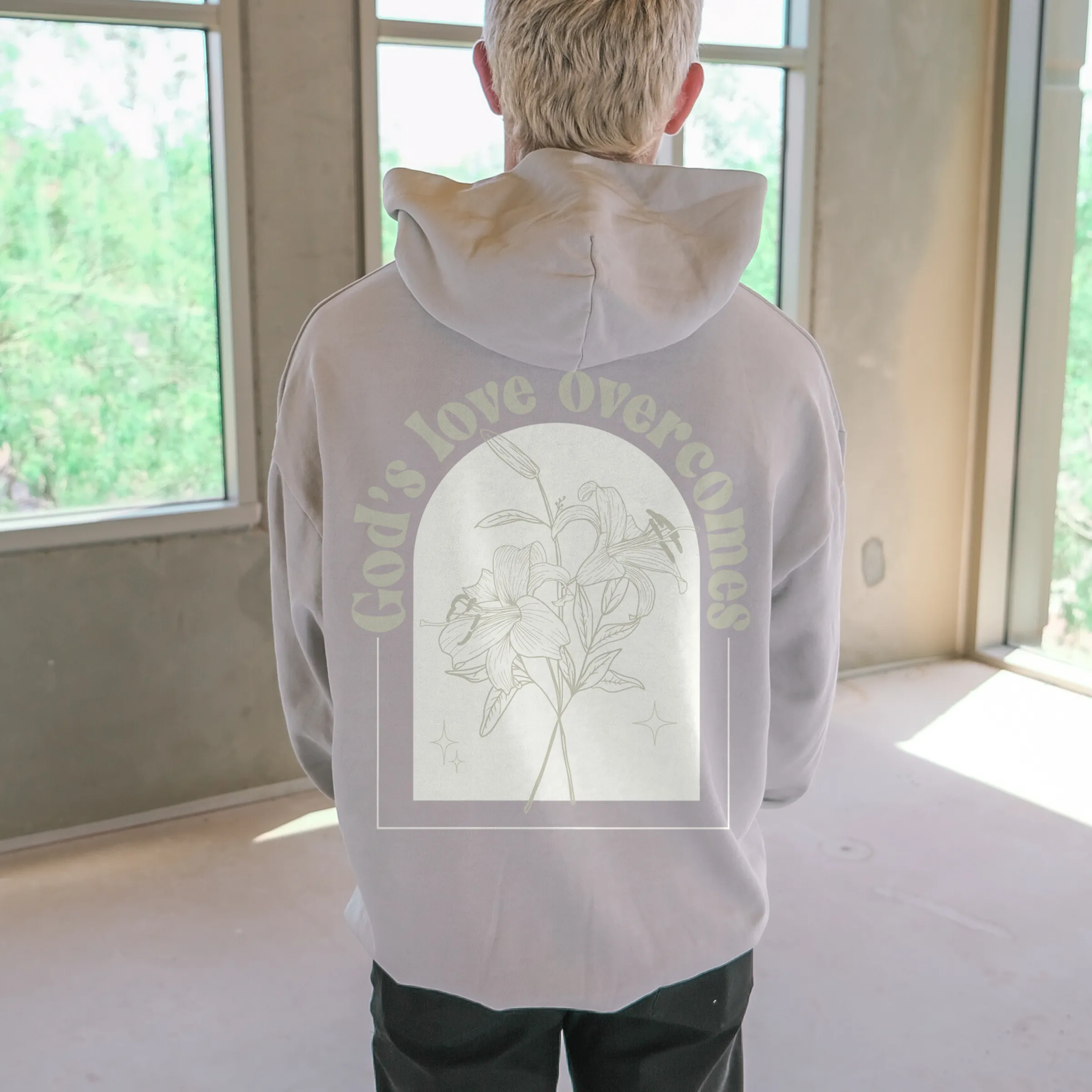 God's Love Overcomes Pullover Hoodie - Lunar Rock