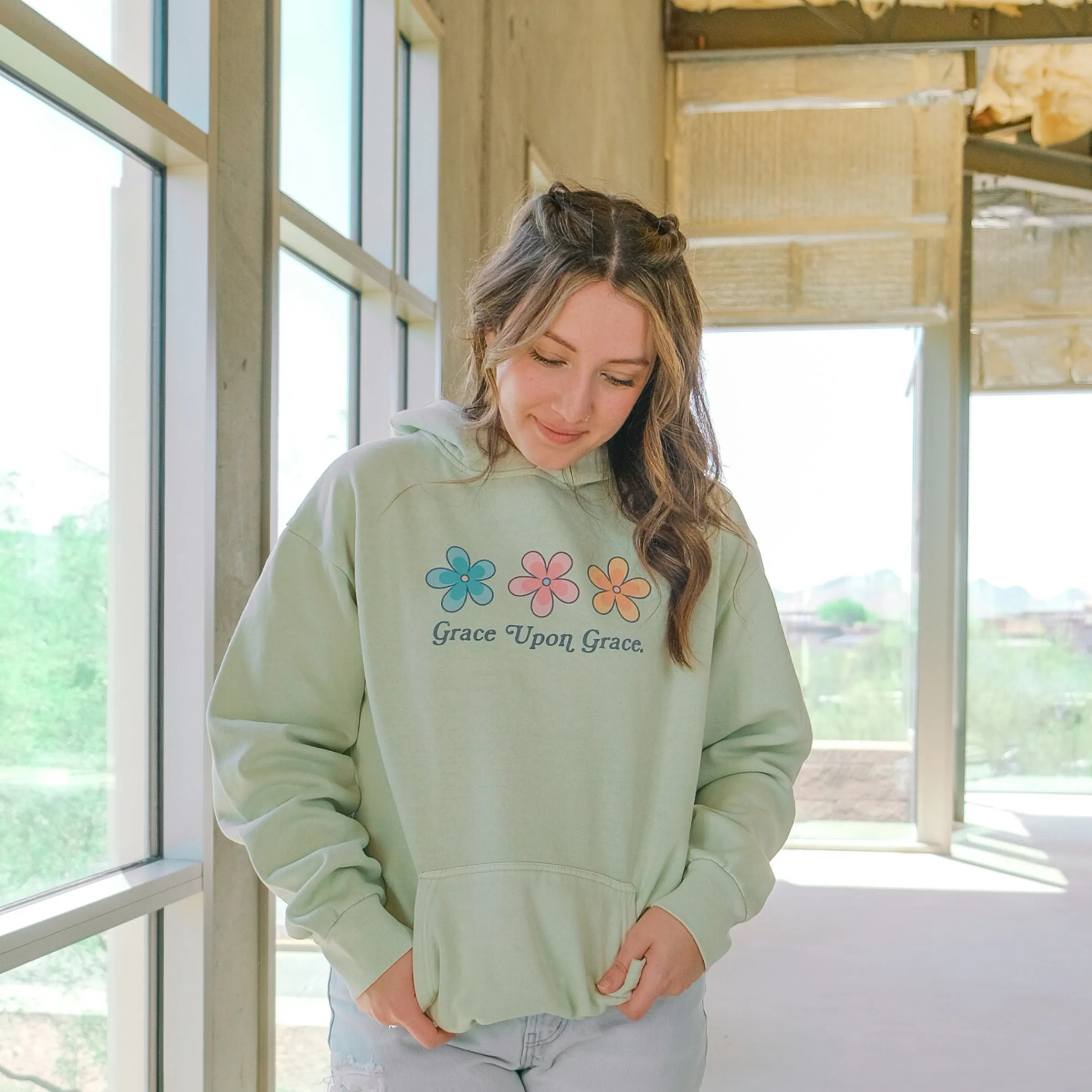 Grace Upon Grace Pullover Hoodie - Pistachio