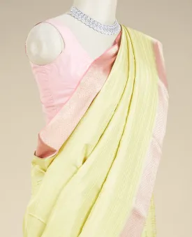 Green geometric design mysore silksaree, contrast traditional design zari border & pallu of intricate designs