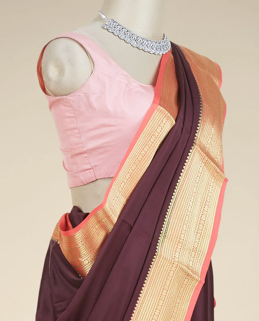 Green plain design mysore silk saree, contrast traditional zari border & pallu of zari stripes