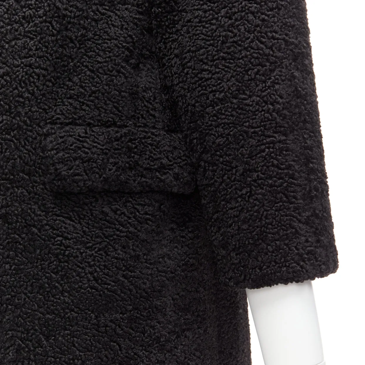 GUCCI KIDS black beige anchor knots faux shearling Teddy coat 8Y