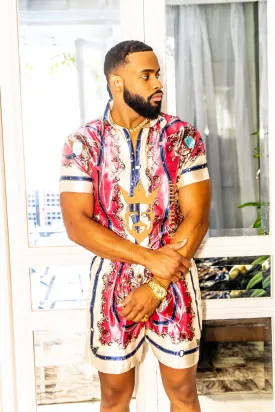 Handmade Men's Barocco Print Silk Set - Elevate Your Style with Pure Luxury - Personalized Sizing for Perfect Fit