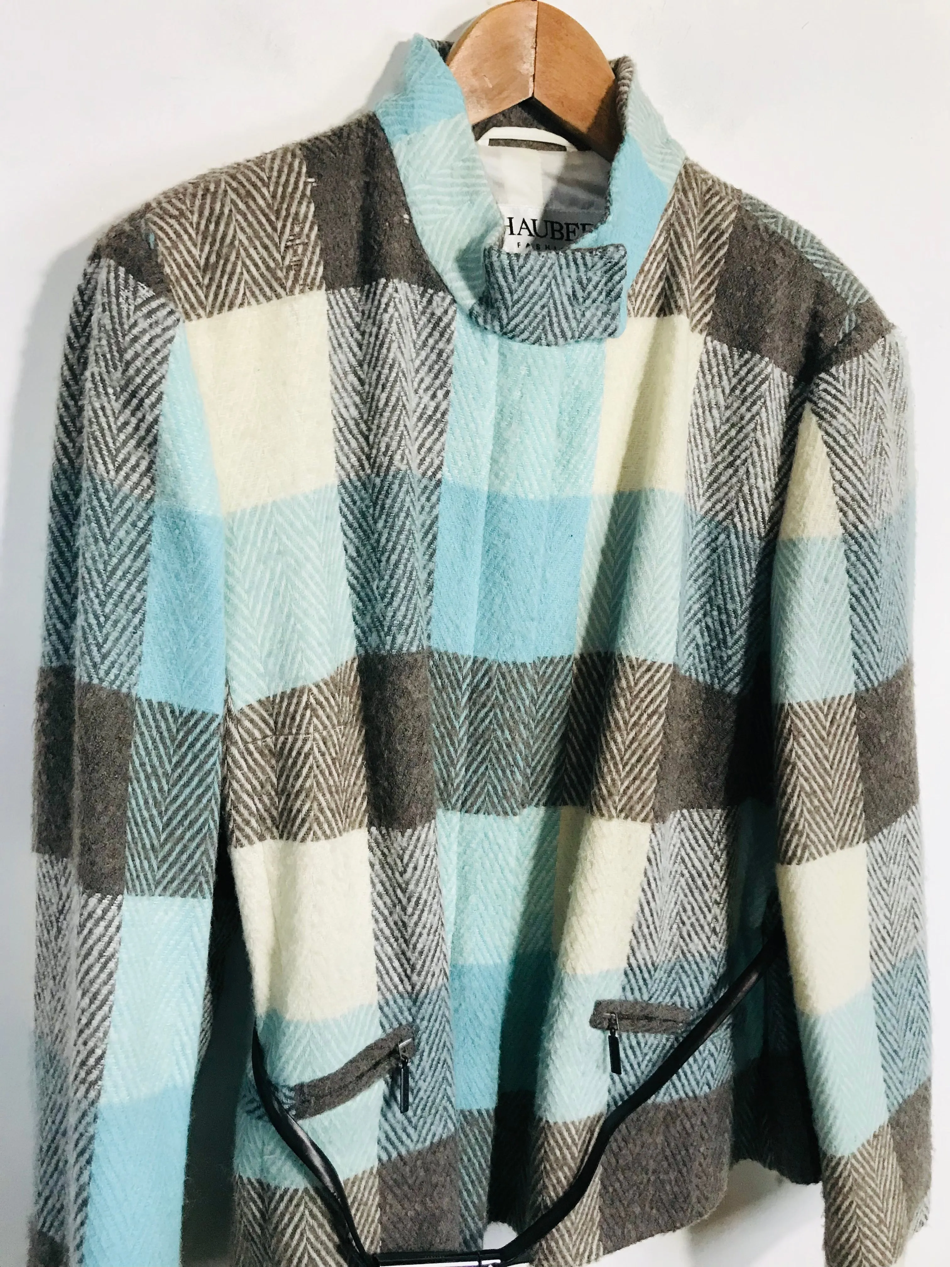 Hauber Women's Wool Colour Block Overcoat Coat | UK16 | Multicoloured