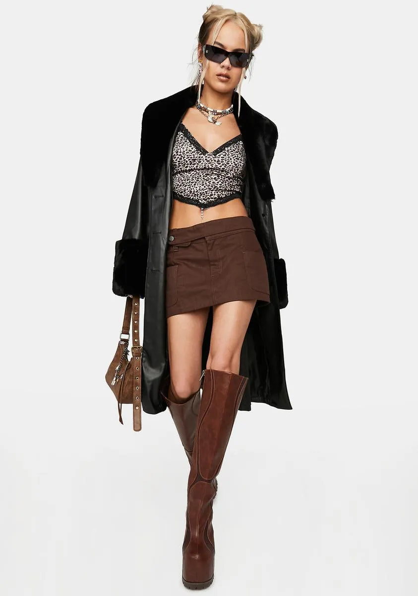 Heart Beat Here Vegan Leather Trench Coat