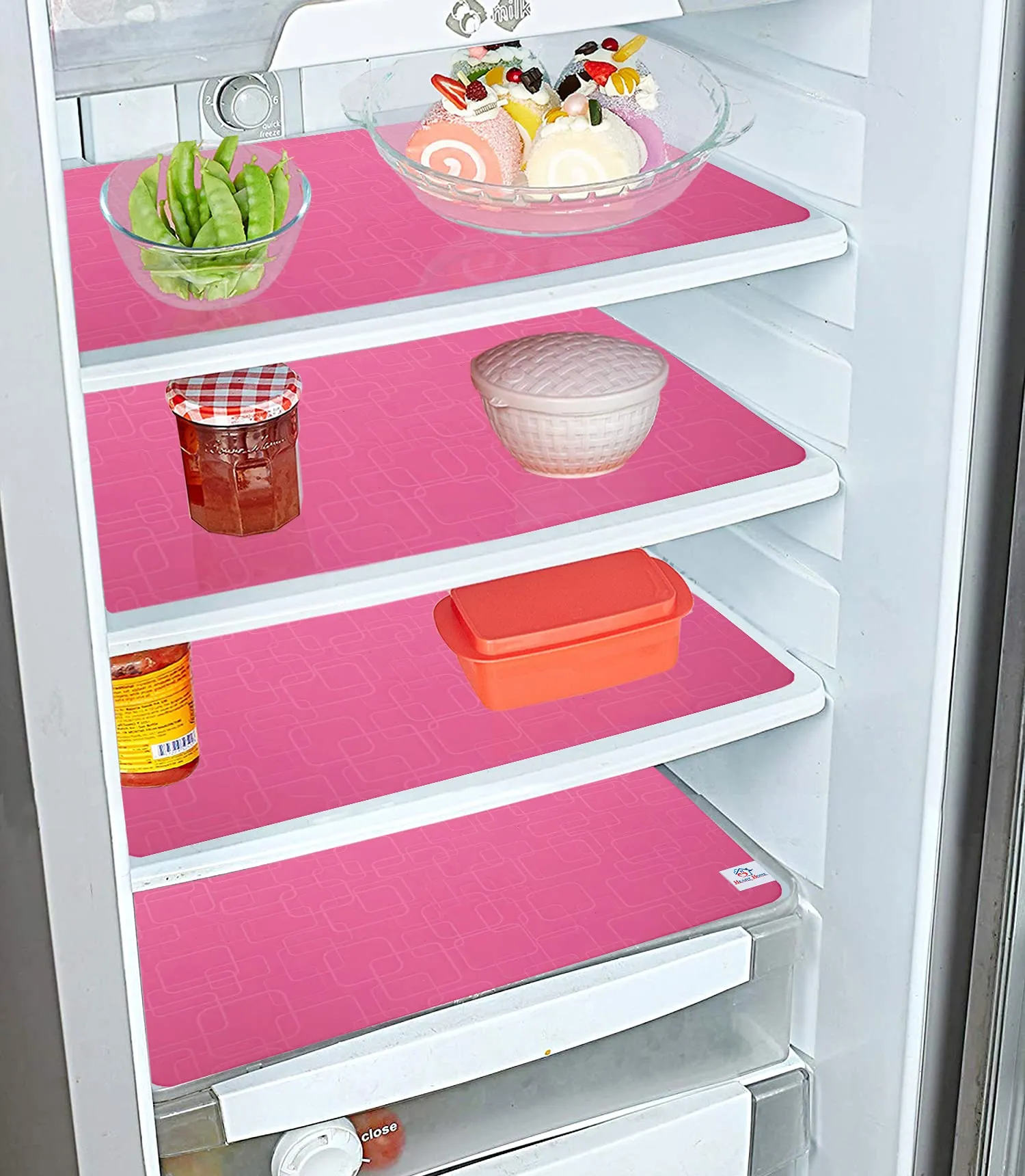Heart Home Multi Purpose Waterproof,Stain Resistant, Washable Refrigerator/Fridge Drawer Mat, Set of 6 (Pink)