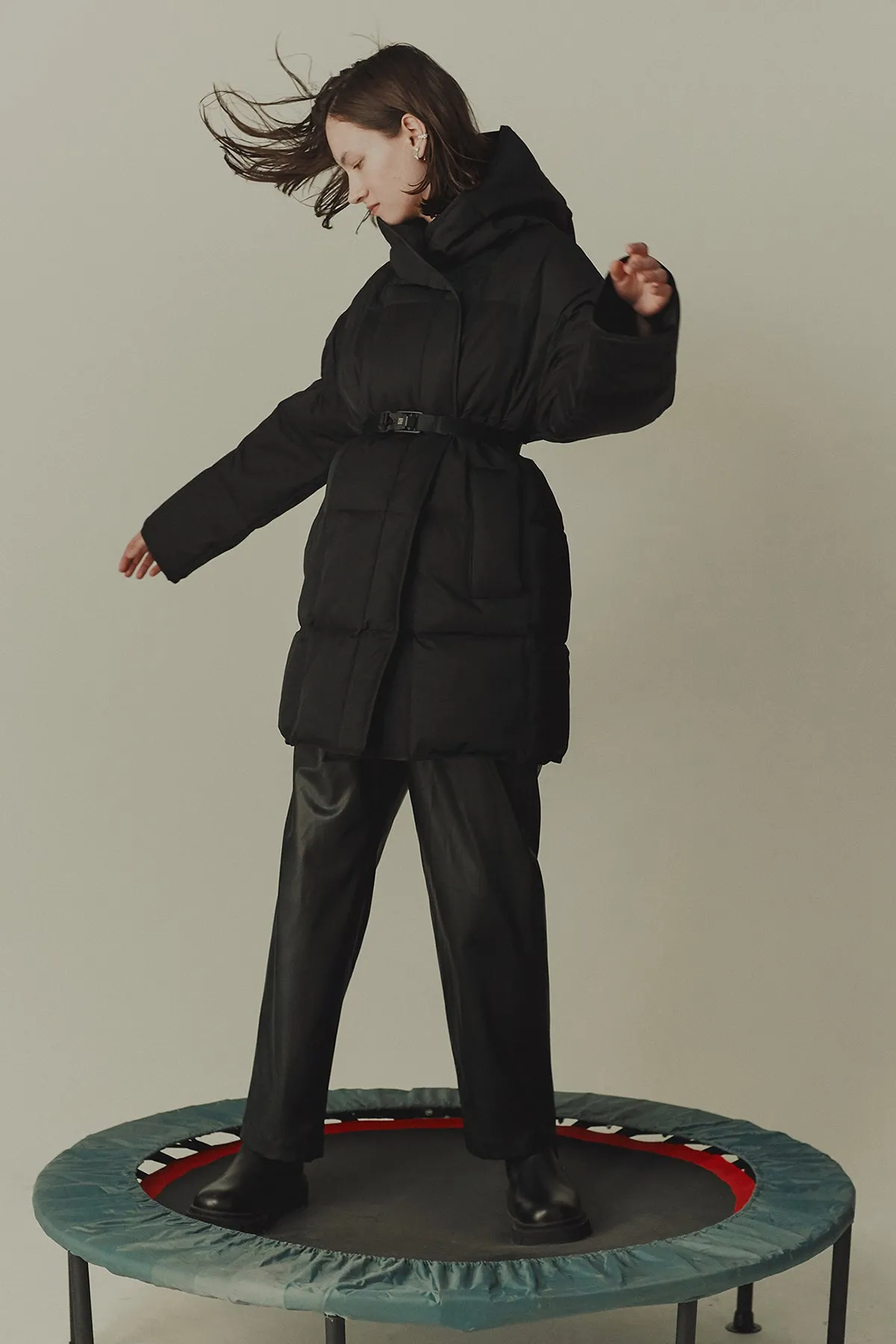 Hooded quilted-shell down coat