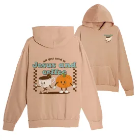 Jesus and Coffee Pullover Hoodie - Burro