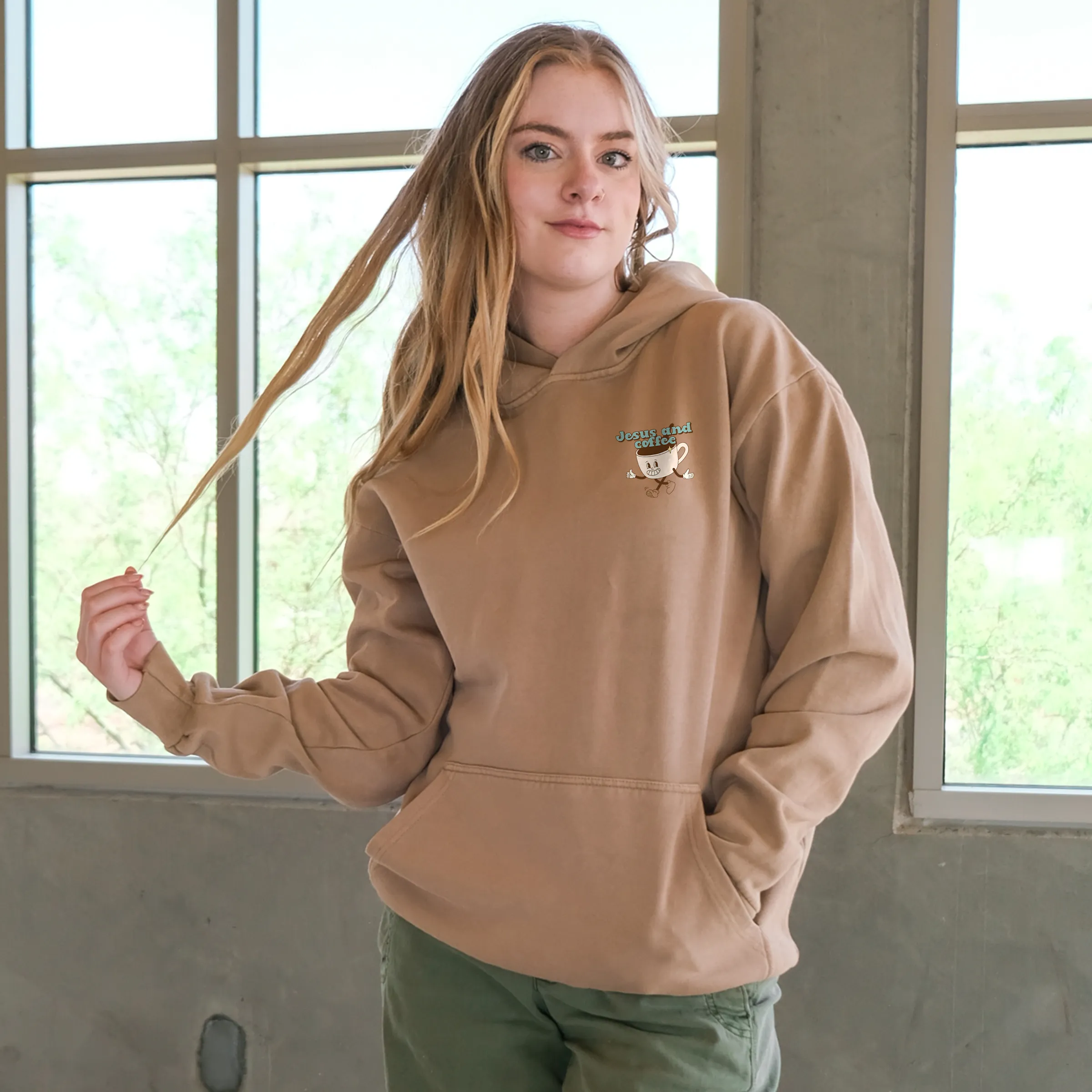 Jesus and Coffee Pullover Hoodie - Burro