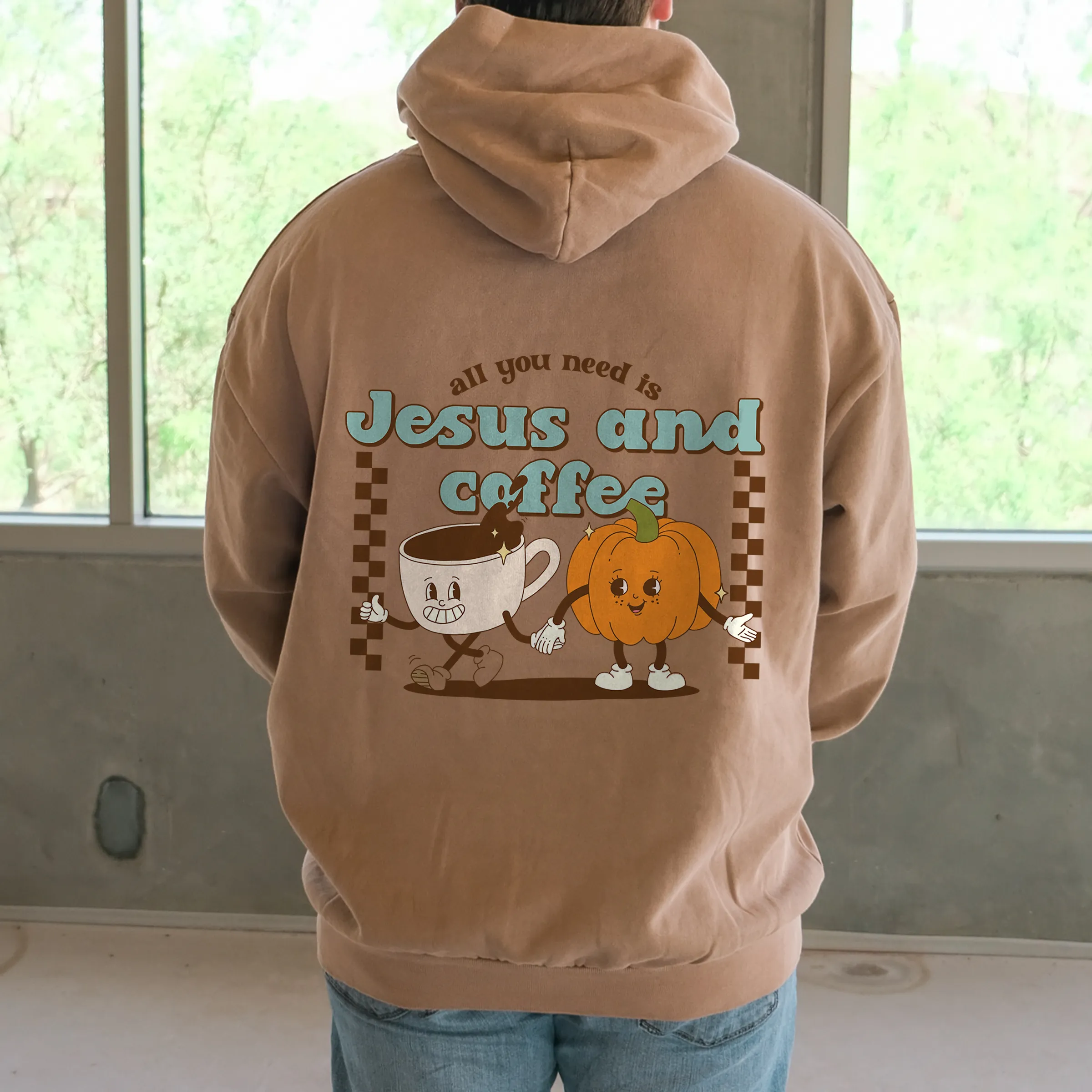 Jesus and Coffee Pullover Hoodie - Burro