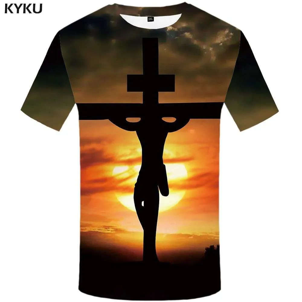 Jesus T shirt Men Space Tshirt Anime Harajuku Tshirts Print Moon T-shirt 3d Cloud T shirts Funny Mens Fashion Graphic Unisex