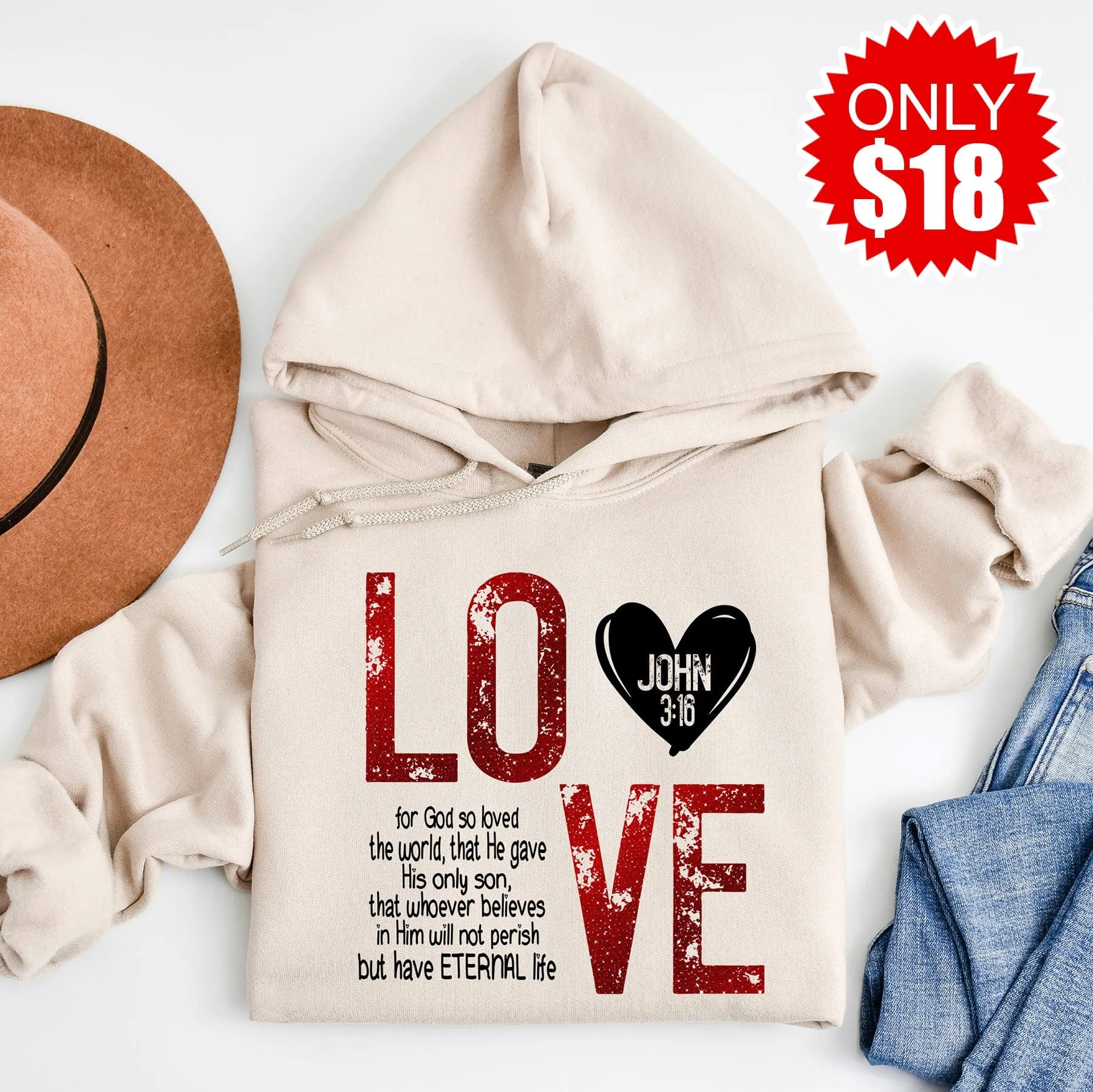 John 3:16 Pullover Hoodie - Heather Dust