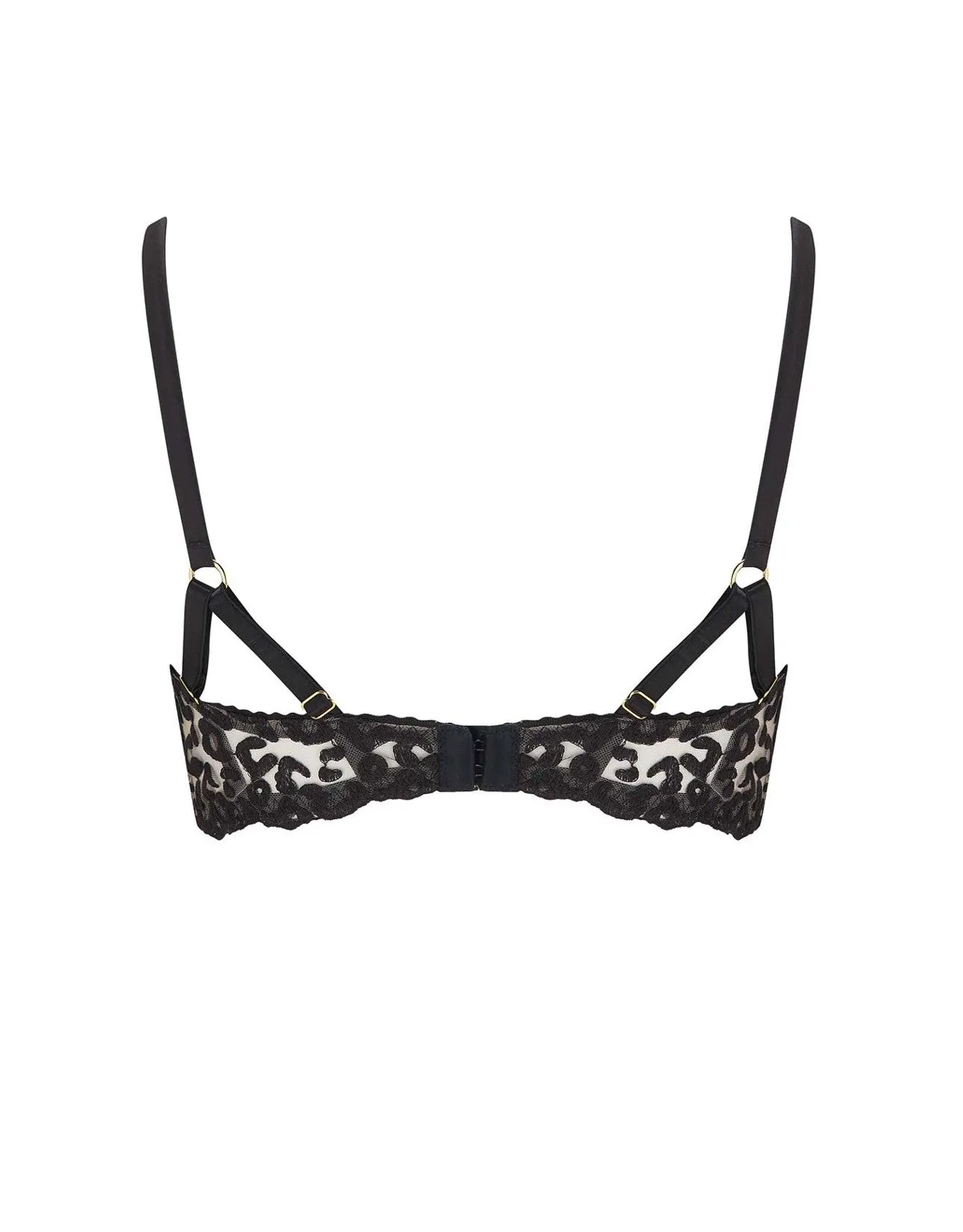 Kittie Black Strap Embroidered Balcony Bra