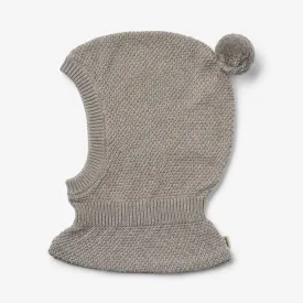 Knitted Balaclava Pomi - warm grey melange