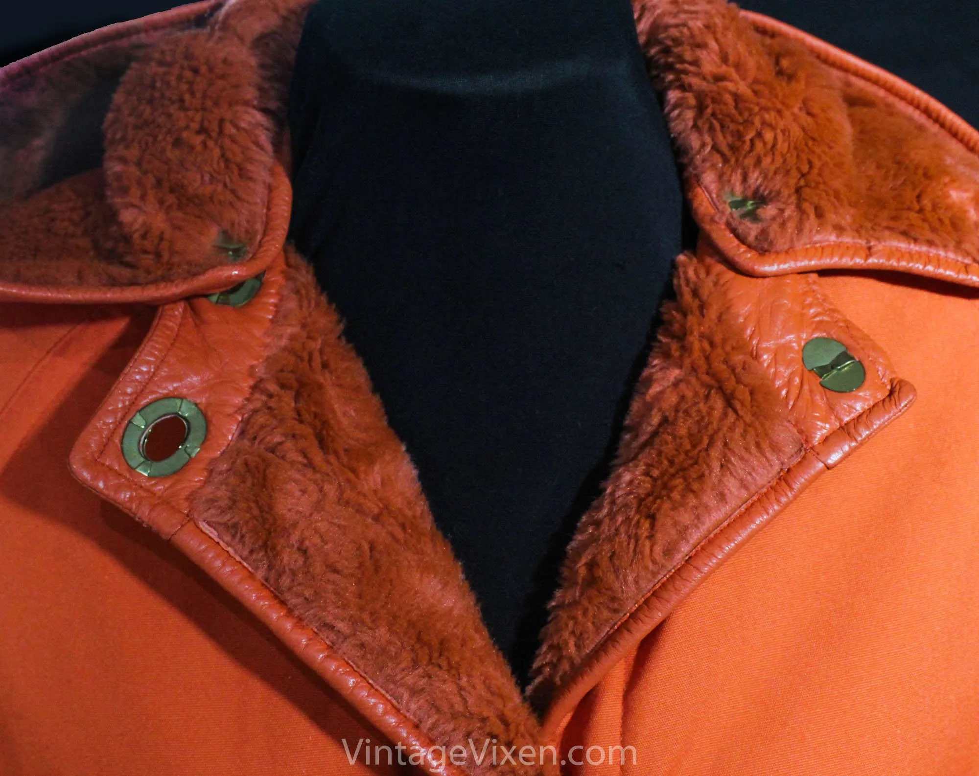 Large Bonnie Cashin 1960s Orange Coat with Hood - 60s Designer Overcoat - Canvas & Leather with Big Pockets - Brass Toggles - Bust 39.5