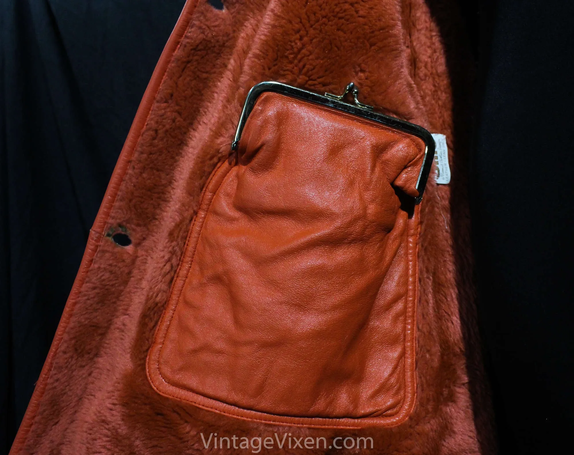 Large Bonnie Cashin 1960s Orange Coat with Hood - 60s Designer Overcoat - Canvas & Leather with Big Pockets - Brass Toggles - Bust 39.5