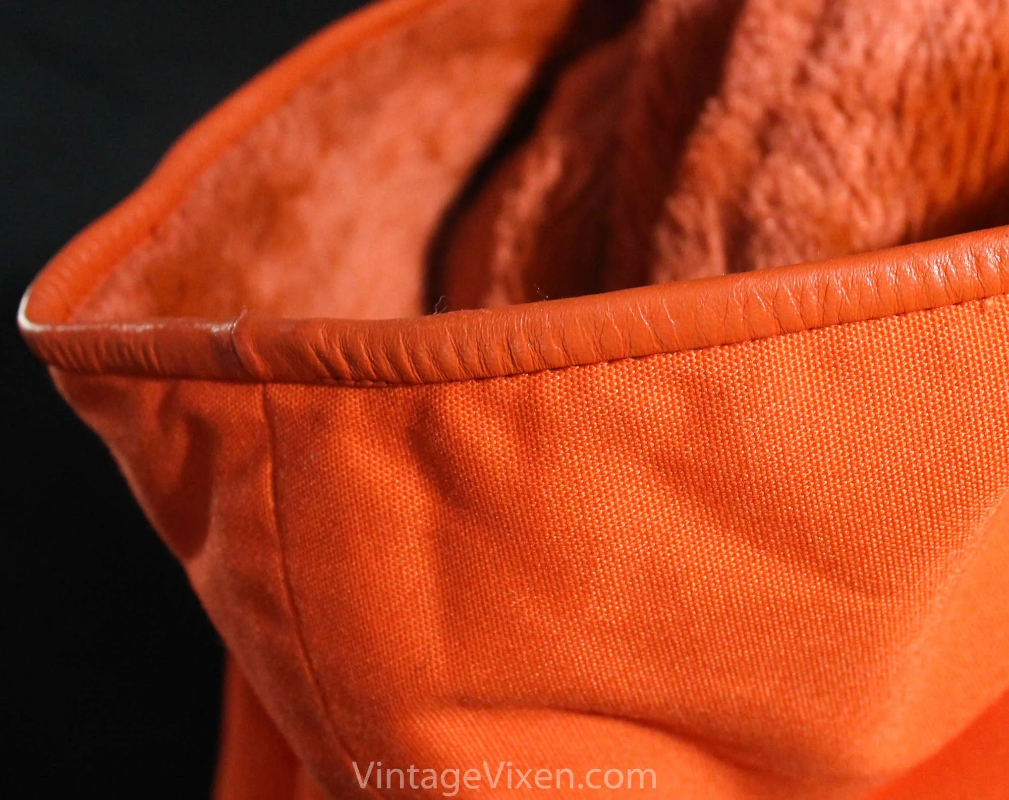 Large Bonnie Cashin 1960s Orange Coat with Hood - 60s Designer Overcoat - Canvas & Leather with Big Pockets - Brass Toggles - Bust 39.5