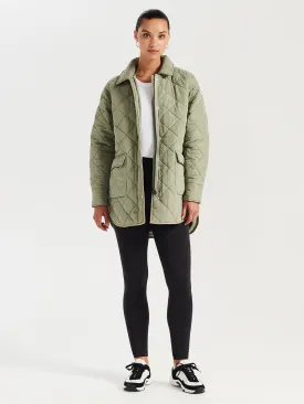 Lauren Quilted Coat - Smoke Green