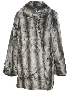 Leopard Pattern Faux Fur Coat - L