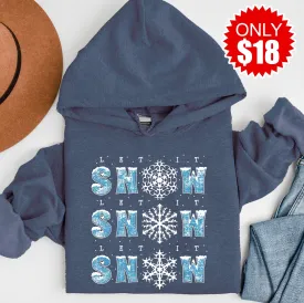 Let it Snow Repeat Pullover Hoodie - Heather Navy