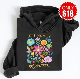 Let Kindness Bloom Pullover Hoodie - Black