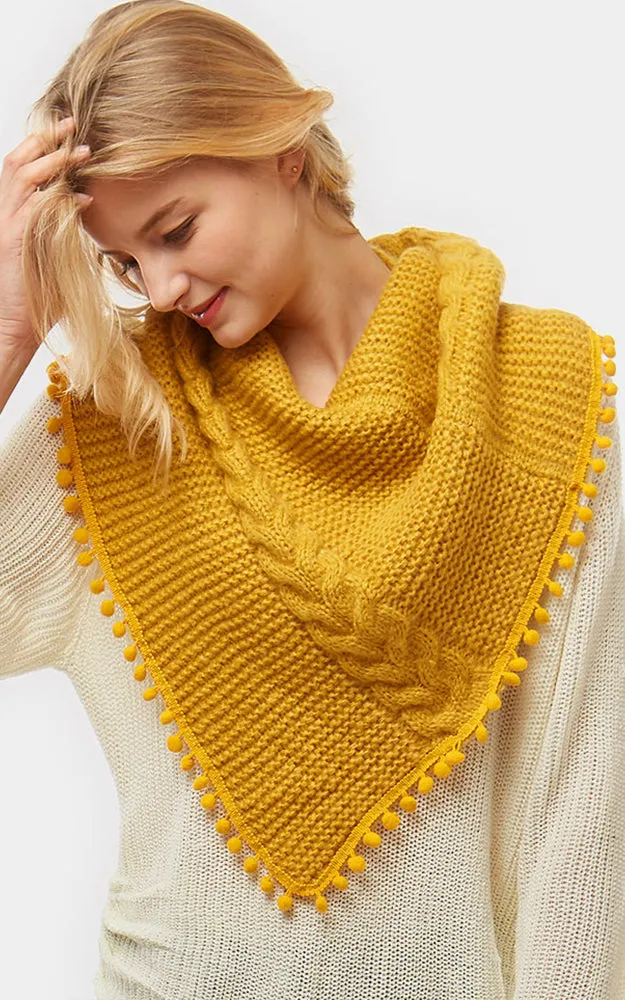 LOF528 Pom Pom Knit Tube Scarf