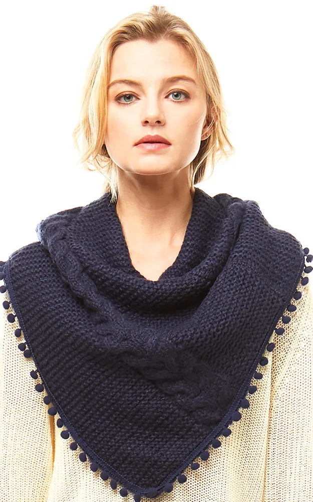 LOF528 Pom Pom Knit Tube Scarf