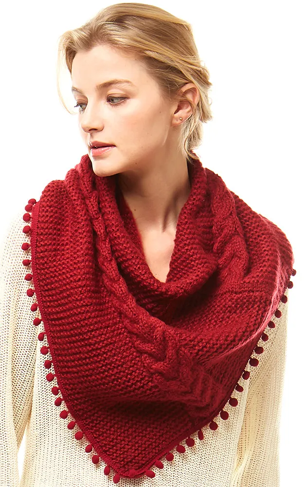 LOF528 Pom Pom Knit Tube Scarf