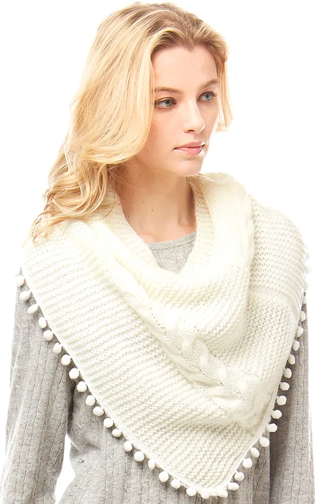 LOF528 Pom Pom Knit Tube Scarf