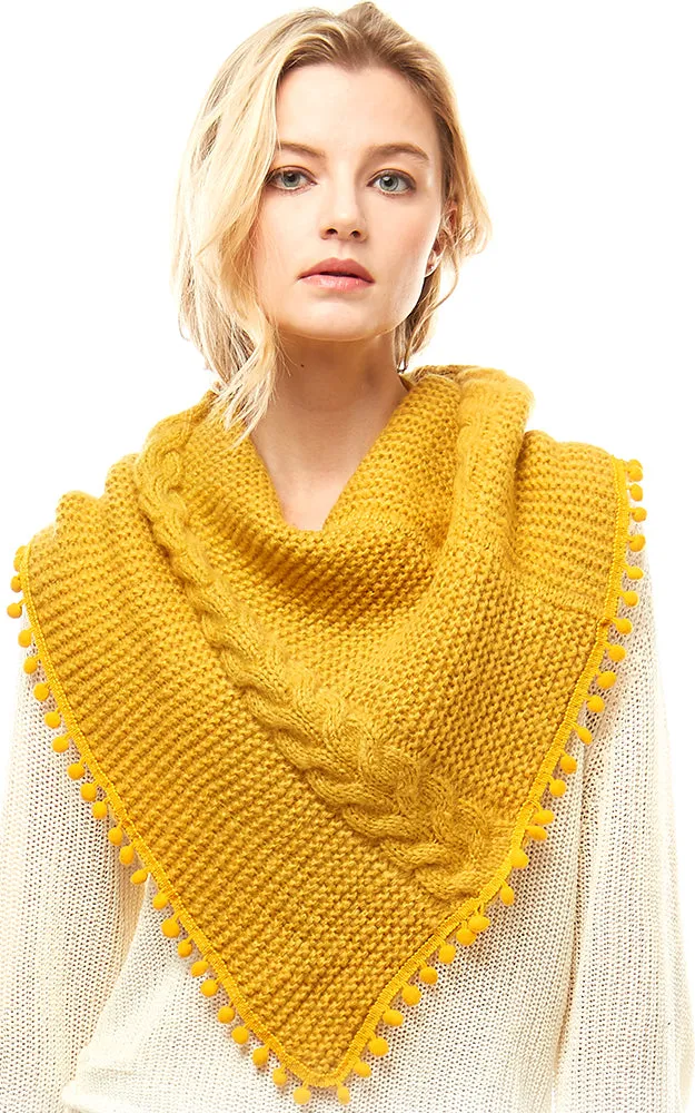LOF528 Pom Pom Knit Tube Scarf