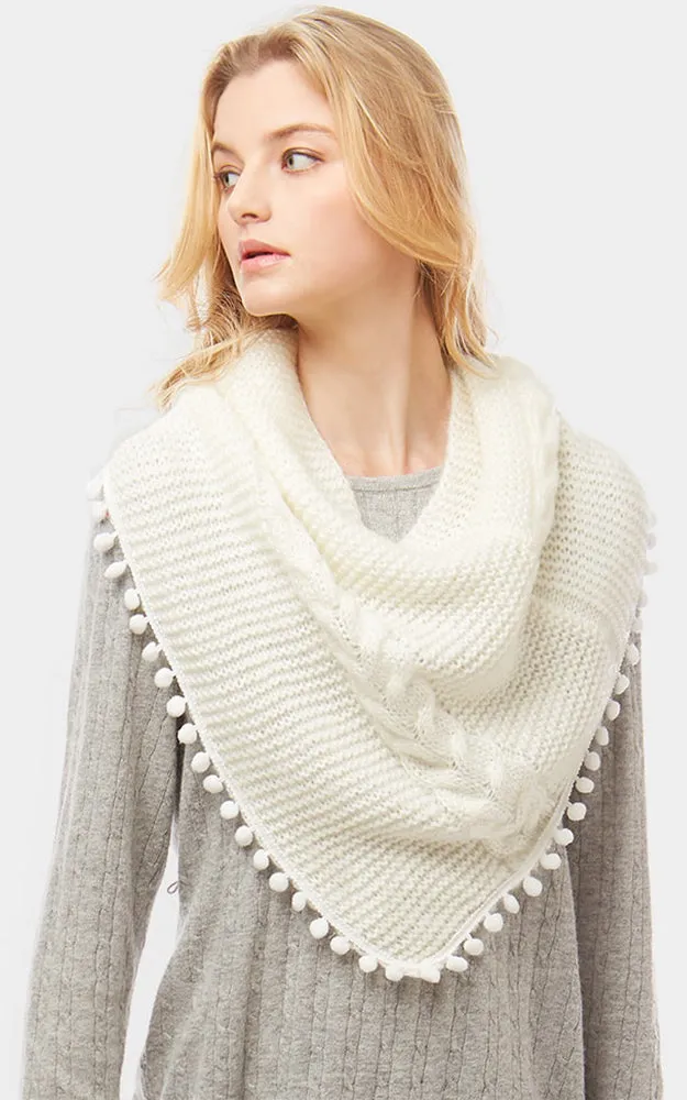 LOF528 Pom Pom Knit Tube Scarf