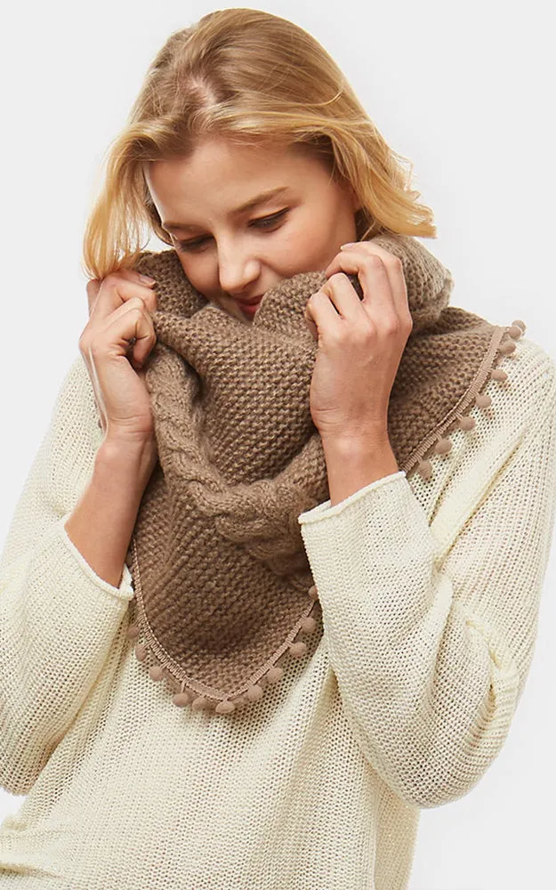 LOF528 Pom Pom Knit Tube Scarf