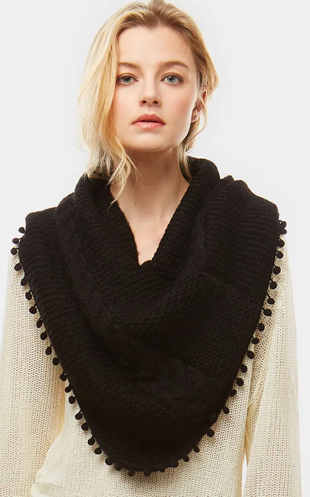 LOF528 Pom Pom Knit Tube Scarf