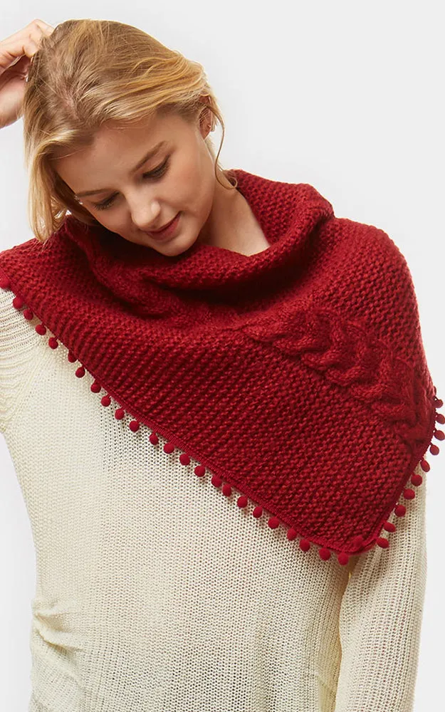 LOF528 Pom Pom Knit Tube Scarf