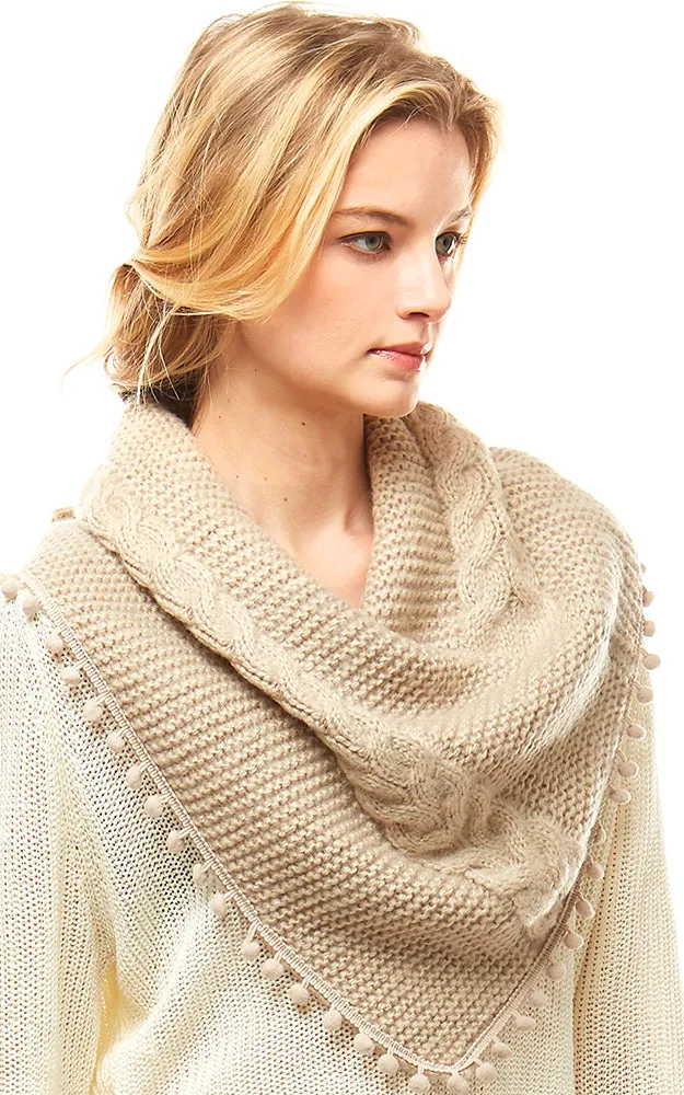 LOF528 Pom Pom Knit Tube Scarf