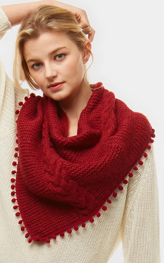 LOF528 Pom Pom Knit Tube Scarf