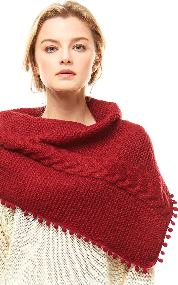 LOF528 Pom Pom Knit Tube Scarf